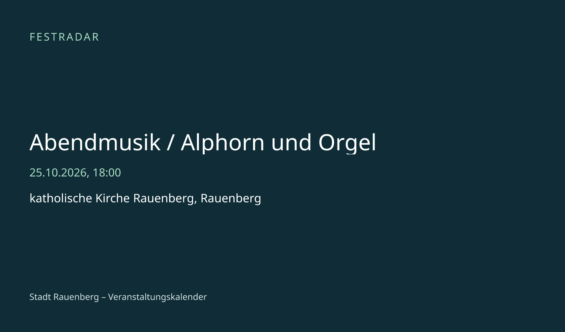 Titelbild: Abendmusik / Alphorn und Orgel