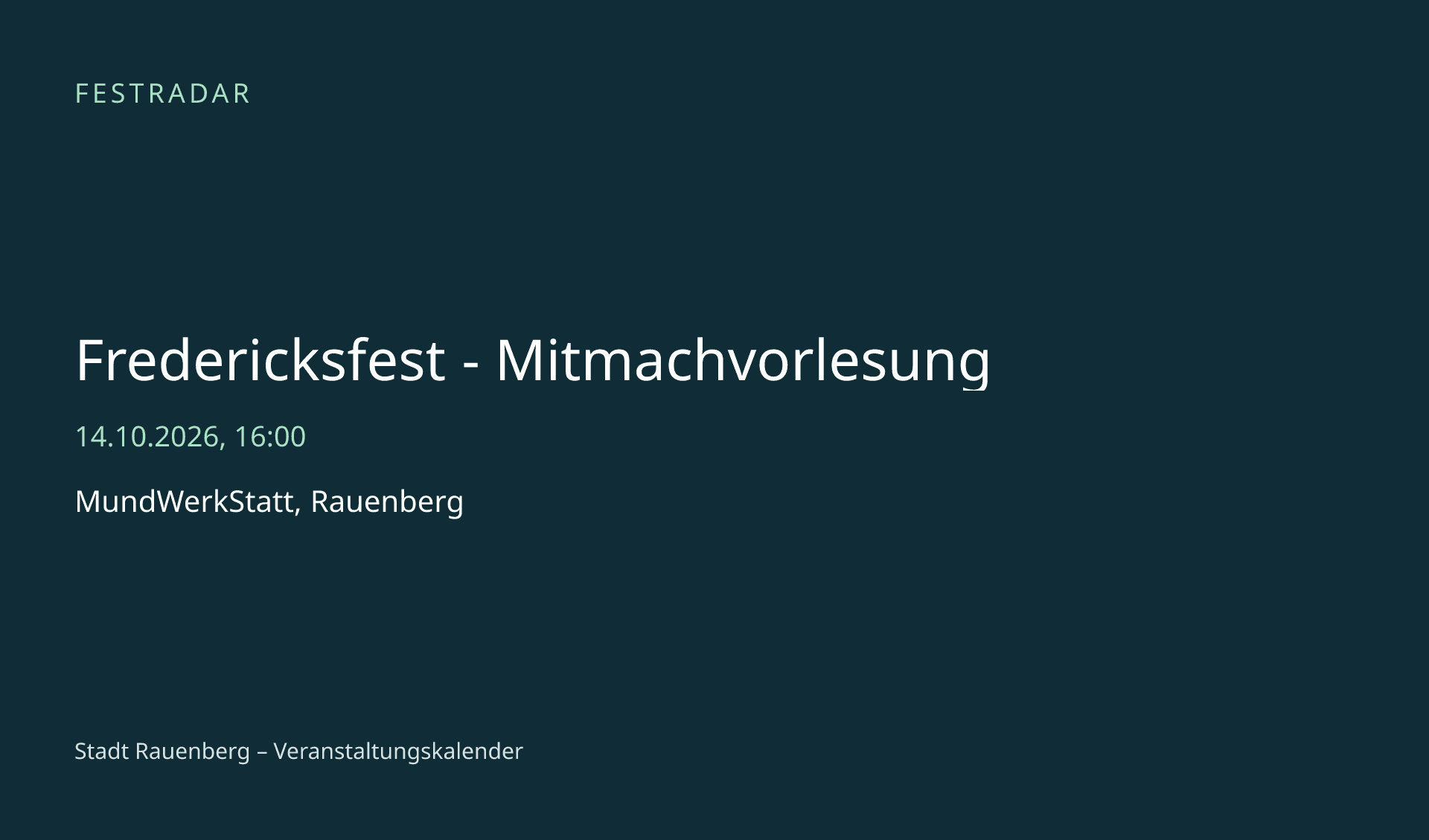Titelbild: Fredericksfest - Mitmachvorlesung