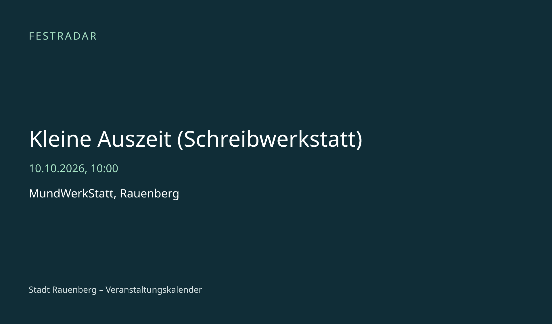 Titelbild: Kleine Auszeit (Schreibwerkstatt)