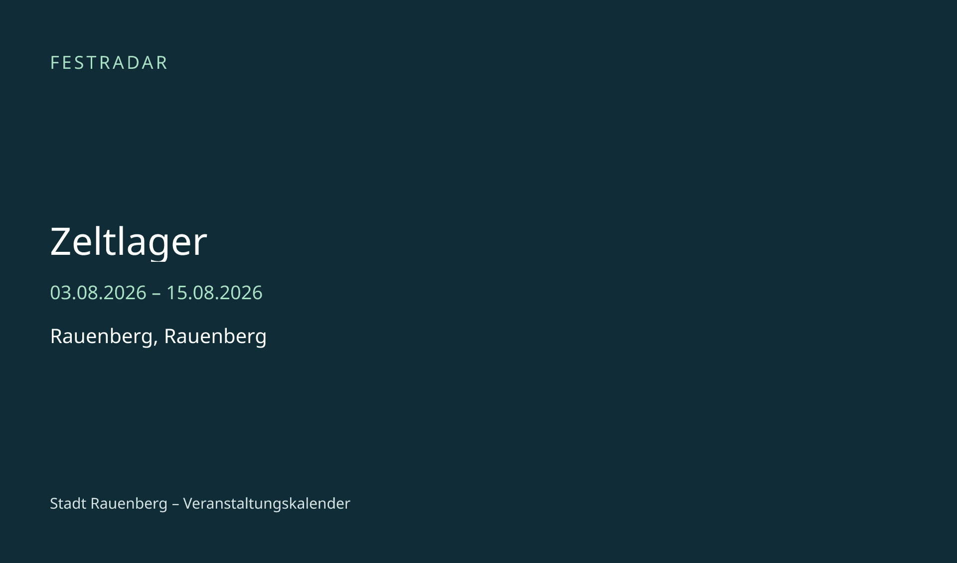 Titelbild: Zeltlager